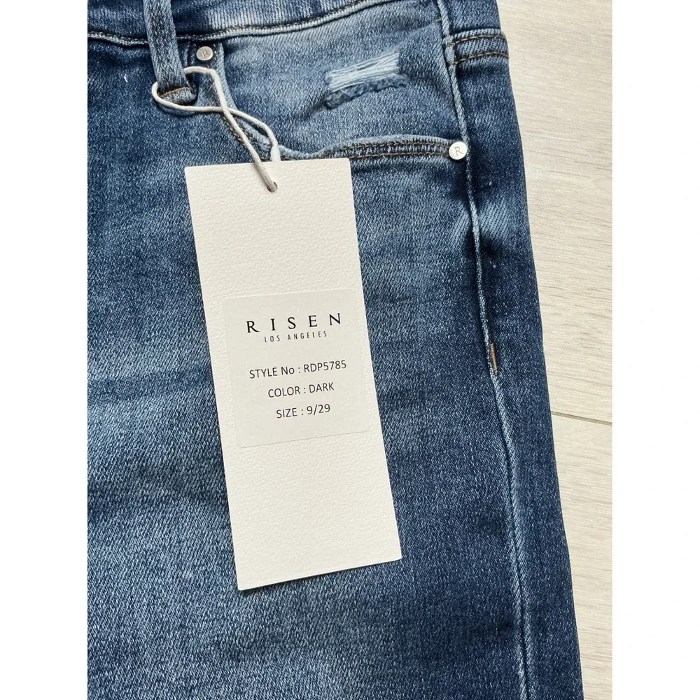 Risen Jeans Mid Rise Ankle Hem Straight Leg Dark Wash‎ 9/29 New With Tags